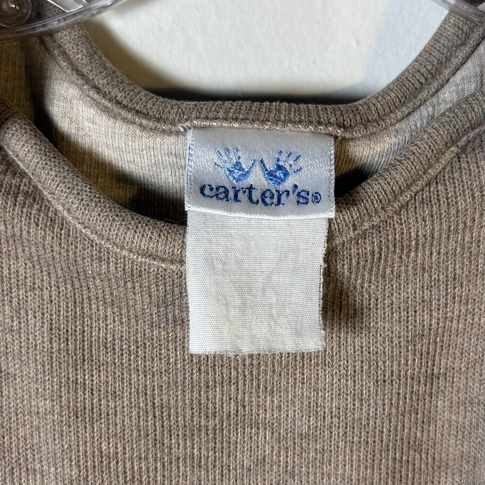 Vintage Carter’s Baby Romper Overalls 12M Brown Bear Car Applique One Piece - Picture 3 of 9